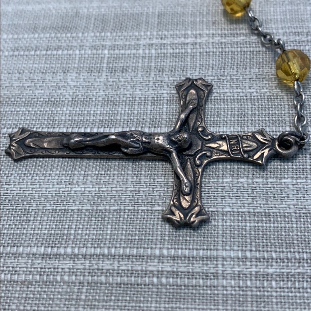 Sterling and Amber Glass Rosary w/gift Box - Picture 8 of 8